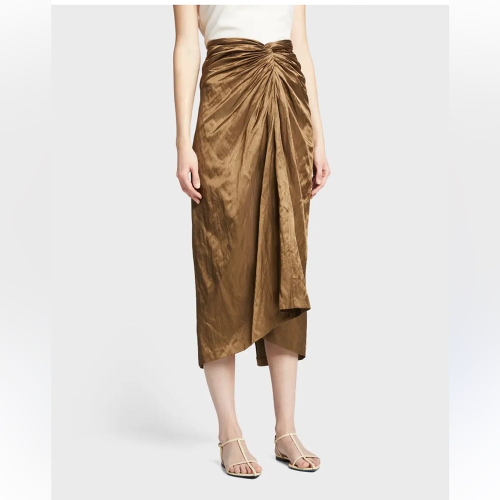 NWT$395 VINCE Metallic Twist Midi skirt women size 0